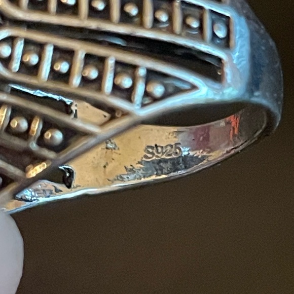 Vintage black obsidian S925 silver ring size 8.75 - Picture 9 of 9